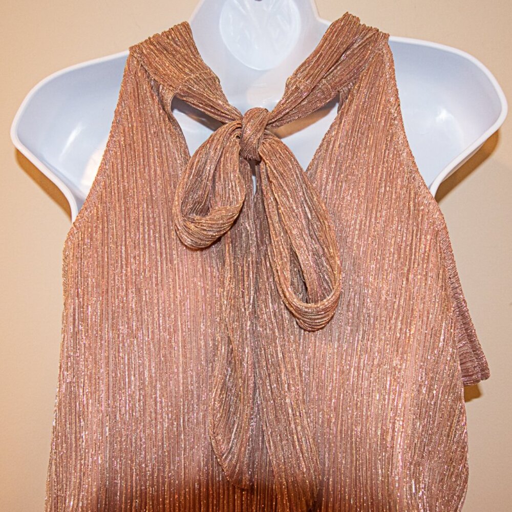 New with Tags Nine West Metallic Pink Halter top Size Med - Picture 4 of 4